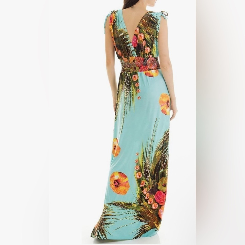 MORE FEEL FLORAL MAXI PLUS SIZE DRESS 4XL BOHO BOHEMIAN SUMMER BLUE - Picture 2 of 16